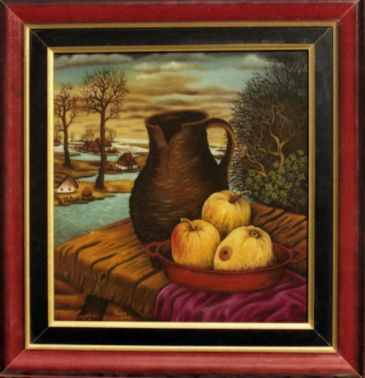 Jabuke - ulje na staklu - 37x32